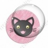 Image digitale - Chat noir yeux ouverts et fond rayé rose