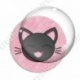 Image digitale - Chat noir yeux fermés et fond rayé rose