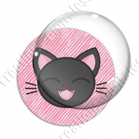 Image digitale - Chat noir yeux fermés et fond rayé rose