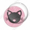 Image digitale - Chat noir yeux fermés et fond rayé rose