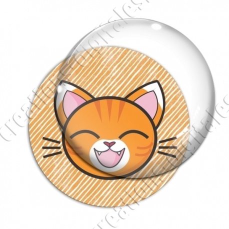 Image digitale - Chat rayé orange yeux fermés et fond rayé orange 