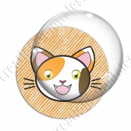Image digitale - Chat taché yeux ouverts et fond rayé orange
