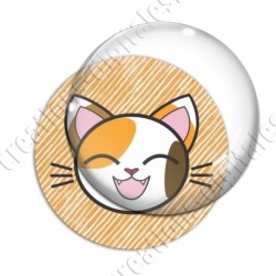 Image digitale - Chat taché yeux fermés et fond rayé orange