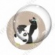 Image digitale - Panda sur le dos fond bambou