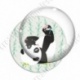 Image digitale - Panda sur le dos fond bambou vert