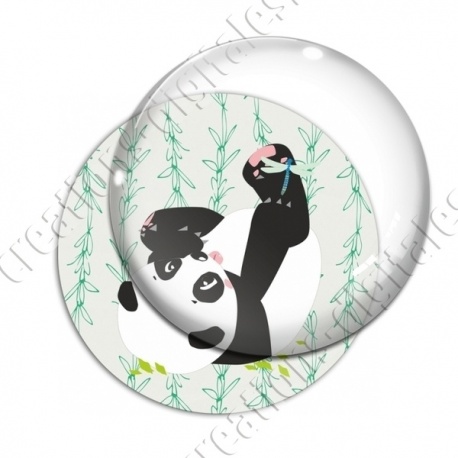 Image digitale - Panda sur le dos fond bambou vert