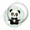 Image digitale - Panda assis  - fond bambou vert