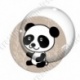 Image digitale - Panda assis de côté  - fond bambou marron