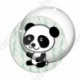 Image digitale - Panda assis de côté  - fond bambou vert
