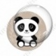 Image digitale - Panda assis de côté  - fond bambou marron