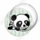 Image digitale - Panda allongé  - fond bambou vert