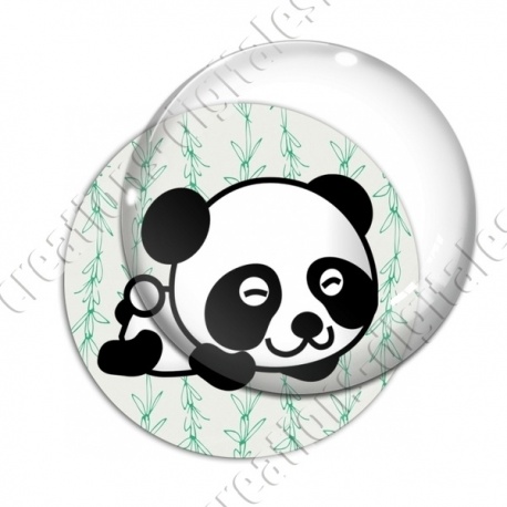 Image digitale - Panda allongé  - fond bambou vert