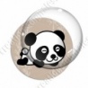 Image digitale - Panda allongé  - fond bambou marron