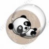 Image digitale - Panda allongé sur le dos - fond bambou marron