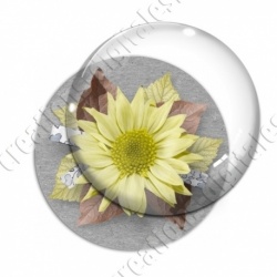 Image digitale - Montage fleur jaune et fond gris