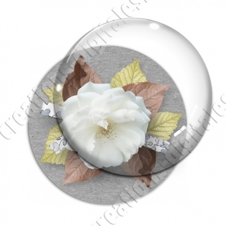 Image digitale - Montage fleur blanc et fond gris