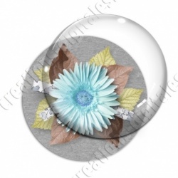 Image digitale - Montage fleur cyan et fond gris