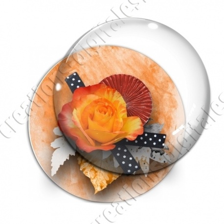 Image digitale - Montage fleur orange et ruban à pois