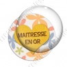 Image digitale - Maitresse en or fond fleuri