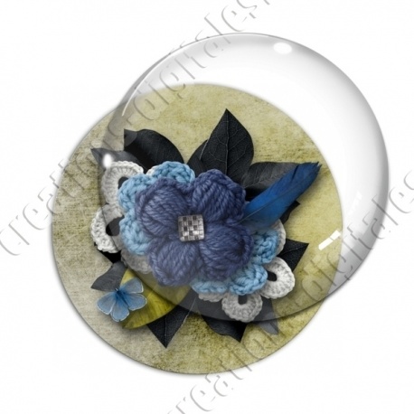 Image digitale - Montage fleur en laine 01