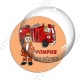 Image digitale - Pompier qui déchire - fond orange