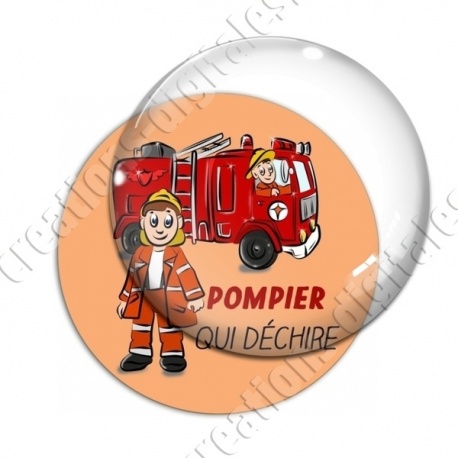 Image digitale - Pompier qui déchire - fond orange