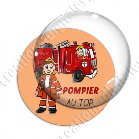 Image digitale - Pompier au top - fond orange