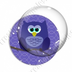 Image digitale - Hibou bleu sur fond violet