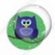 Image digitale - Hibou bleu sur fond vert