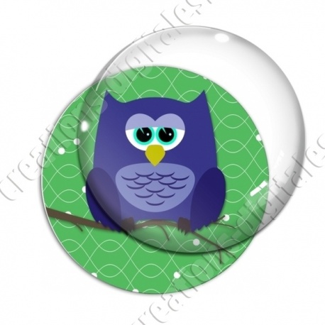 Image digitale - Hibou bleu sur fond vert