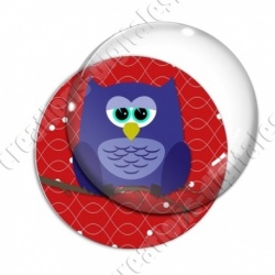 Image digitale - Hibou bleu sur fond rouge