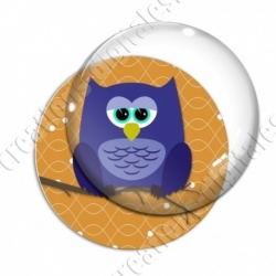 Image digitale - Hibou bleu sur fond orange