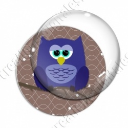 Image digitale - Hibou bleu sur fond marron