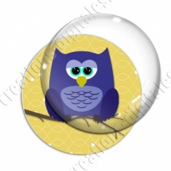 Image digitale - Hibou bleu sur fond jaune