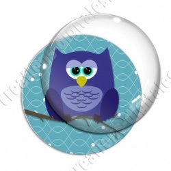 Image digitale - Hibou bleu sur fond cyan