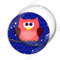 Image digitale - Hibou rouge sur fond bleu