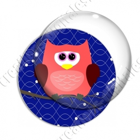 Image digitale - Hibou rouge sur fond bleu