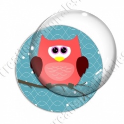 Image digitale - Hibou rouge sur fond cyan