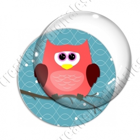 Image digitale - Hibou rouge sur fond cyan