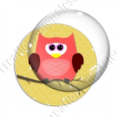 Image digitale - Hibou rouge sur fond jaune