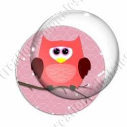 Image digitale - Hibou rouge sur fond rose