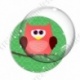 Image digitale - Hibou rouge sur fond vert