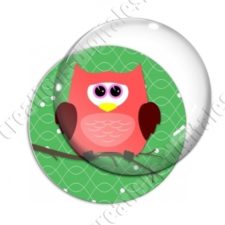 Image digitale - Hibou rouge sur fond vert