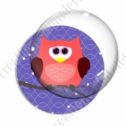 Image digitale - Hibou rouge sur fond violet