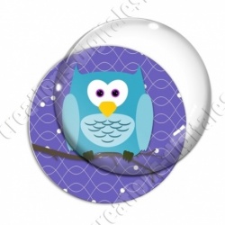 Image digitale - Hibou cyan sur fond violet