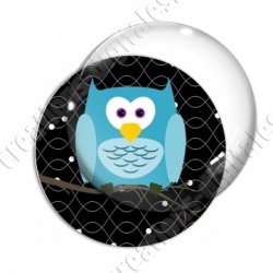 Image digitale - Hibou cyan sur fond noir