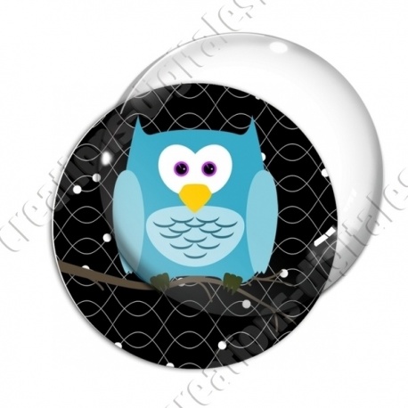 Image digitale - Hibou cyan sur fond noir