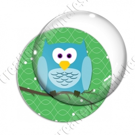 Image digitale - Hibou cyan sur fond vert