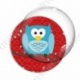 Image digitale - Hibou cyan sur fond rouge