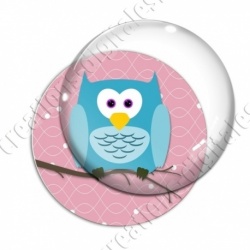 Image digitale - Hibou cyan sur fond rose